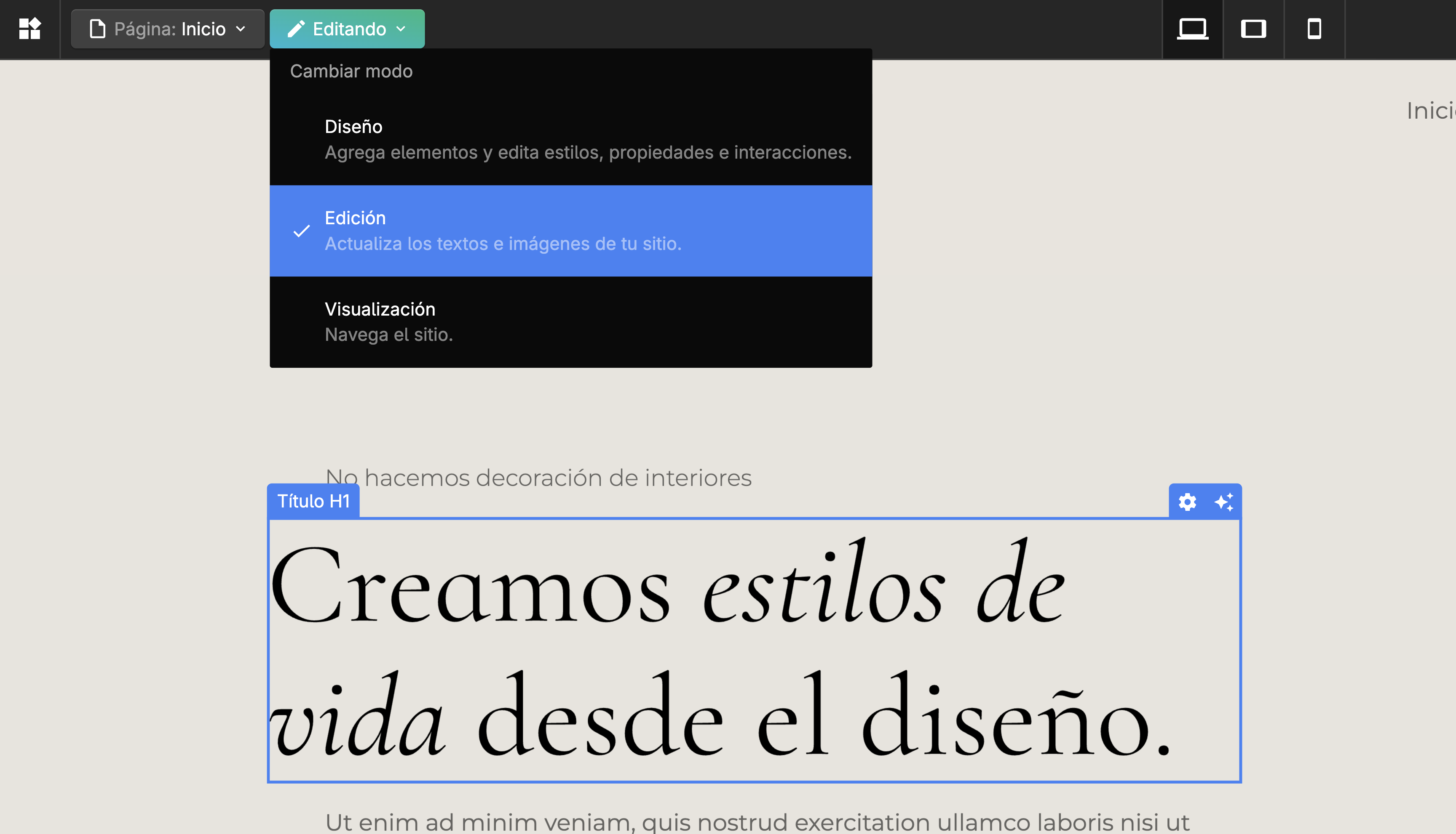 Editor de contenido simplificado